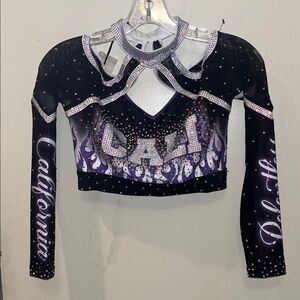 Rebel Athletic Cheer Adult Med Black&Purple blinged Cheer Top